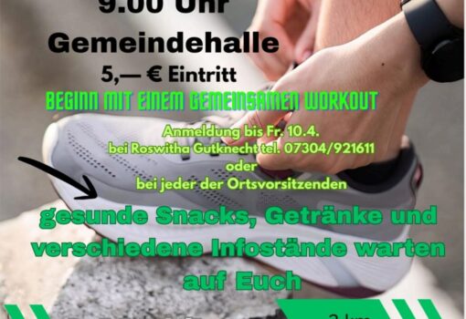 Abschluss der „Fit im Alltag“-Wochen beim 1.Merklinger Frauenlauf am 18.April 2026 von 9:00 Uhr -12:00 Uhr